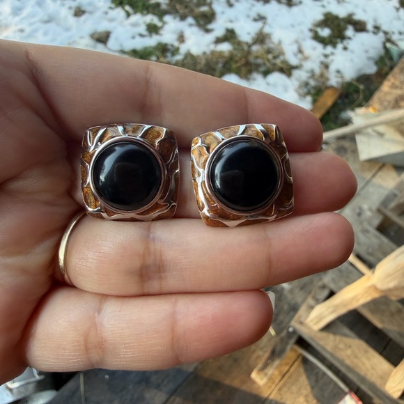 925 Sterling Silver Jewelry - 925 Sterling Silver Black Onyx Earrings